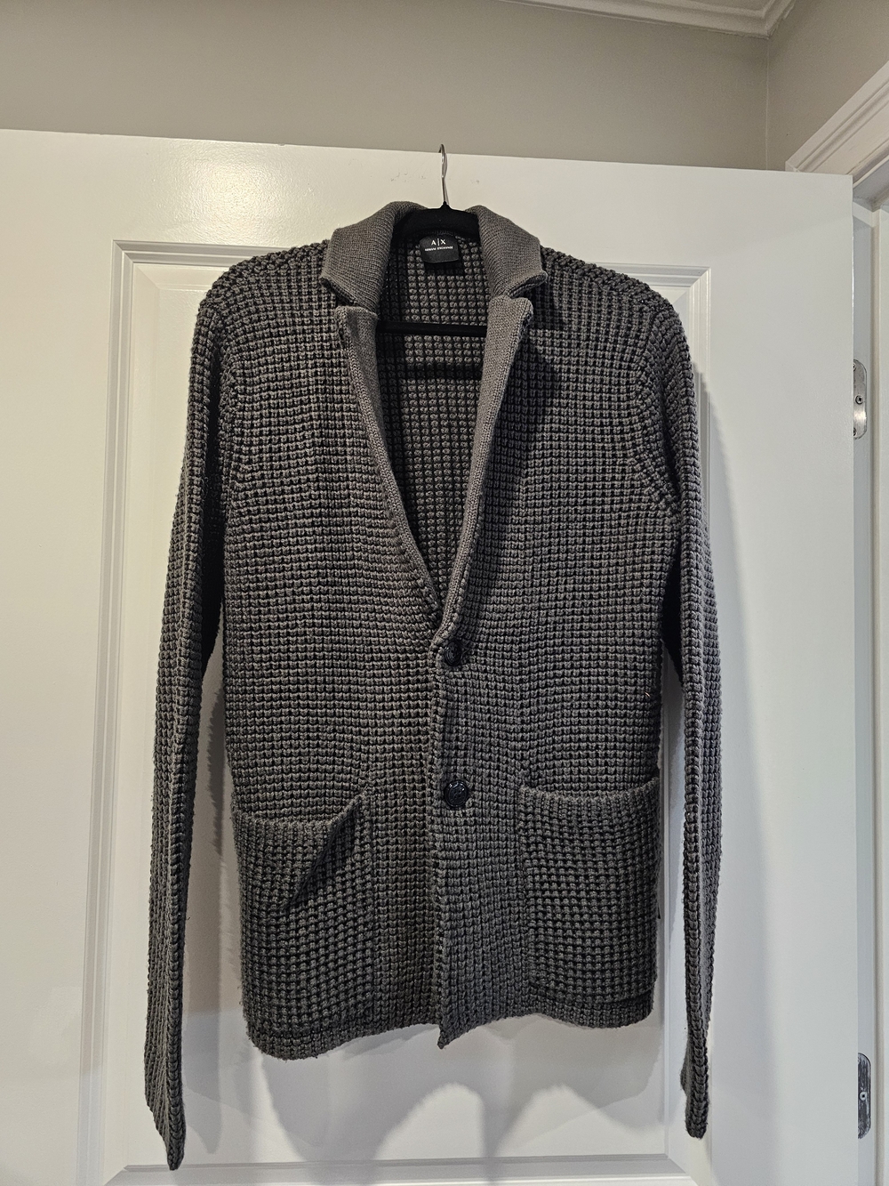 Men's Gray Knit Blazer Cardigan Armani Exchange